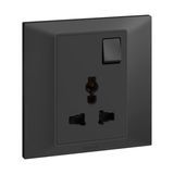 Socket 1 Gang Multistandard Switched 7X7 Black,  Legrand-Belanko S