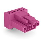 Socket for PCBs angled 4-pole pink