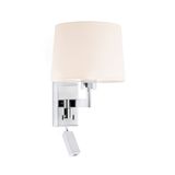 ARTIS CHROME WALL LAMP WITH READER BEIGE LAMPSHADE