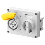 FIXED INTERLOCKED HORIZONTAL SOCKET-OUTLET - WITHOUT BOTTOM - WITHOUT FUSE-HOLDER BASE - 3P+E 16A 100-130V - 50/60HZ 4H - IP44