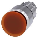 Illuminated mushroom pushbutton, 22 mm, round, metal, shiny, amber, 30 mm, latching, pull-to-unlatch mechanism,  3SU1051-1AA00-0AA0-Z Y19