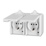 5518-3069 B Double socket outlet with earthing contacts, with hinged lids, for multiple mounting ; 5518-3069 B