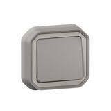 Plexo 10A waterproof switch or two-way switch supplied complete for recessed mounting with gray claws