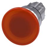 Illuminated mushroom pushbutton, 22 mm, round, metal, shiny,  3SU1051-1BD00-0AA0-Z X90