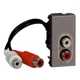 2 x RCA socket Arteor - preterminated - 1 module - magnesium