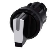 Selector switch, illuminable, 22 mm, round, plastic, white, selector switch, short, 3 switch positions I>O