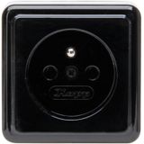 Surface mount earthed socket outlet with central earth contact, 1-fold, without shutter, IP20, 16A, 250V~, black