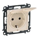 2P+E SOCKET SCHUKO WITH FLAP, AUTO TERMINAL, SHUTTERS, IVORY VALENA LIFE