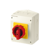 Load break switch COMO 4P 32A enclosed yellow/red handle