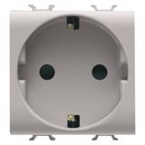 GERMAN STANDARD SOCKET-OUTLET 250V ac - FRONT TIGHTENING TERMINALS - 2P+E 16A - 2 MODULES - NATURAL SATIN BEIGE - CHORUSMART