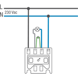 Base for a two-pole switch, 10 AX/250 Vac, plug-in terminals, screw fi