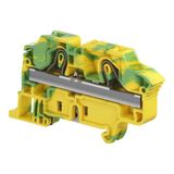 MODULAR TERMINAL BLOCKS, GROUND, PI-SPRING TERMINAL BLOCK, GREEN & YELLOW, PRODUCT SPACING .394 IN [10 MM], 2 POSITION, DIN RAIL