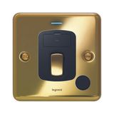 Synergy Authentic Double Pole switch with cord outlet and blue led power indicator -20A - Glossy gold