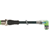 M12 male 0° / M8 female 90° A-cod. LED PUR 4x0.25 bk UL/CSA+ drag 0.5m