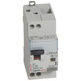 Differential circuit breaker DX³4500 high inlet and low outlet screw U+N 230V~ - 16A typeAC 300mA - curve C - 2 modules