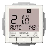 Concealed clock thermostat as a room controller, RAL9010 glossy 55x55, AC 230V, 1NO contact, 10 A, white backlighting