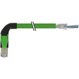RJ45 male 90° left with cable shielded PUR 1x4xAWG22 shielded gn  20m
