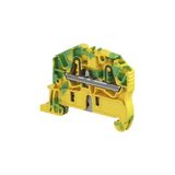 MODULAR TERMINAL BLOCKS, GROUND, PI-SPRING TERMINAL BLOCK, GREEN & YELLOW, PRODUCT SPACING .205 IN [5.2 MM], 2 POSITION, DIN RAIL