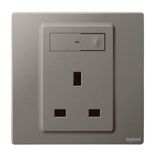 Mallia Senses - Switched single british standard 13a outlet - Dark Silver