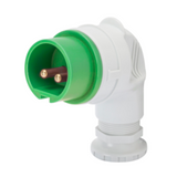 90° PLUG - IP44 - 3P 32A 20-25V and 40-50V 100-200HZ - GREEN - 4H - SCREW WIRING