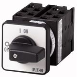 On-Off switch, T0, 20 A, flush mounting, 5 contact unit(s), 10-pole, with black thumb grip and front plate