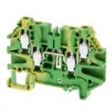 Multi conductor ground DIN rail terminal block with 4 screw connection