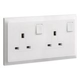 Belanko S - 2 gang BS double pole switched socket sameboard - 13A - White