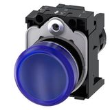 Indicator lights, compact, 22 mm, round, plastic, blue, lens,  3SU1201-6AC50-1AA0