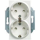 DELTA miro SCHUKO double socket outlet 10/16A 250V with/without screw-type terminals with increased touch protection