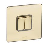 Synergy Sleek 2 Gang 2 Way 20AX Single Pole Plate Switch Gold