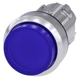 Illuminated pushbutton, 22 mm, round, metal, shiny, blue, pushbutton,  3SU1051-0BB50-0AA0-Z Y12