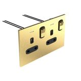 Art d'Arnould - 2 gang BS socket 13A-250V double pole switch with power indicator Epure - Brushed Gold