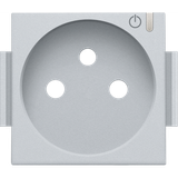 Finishing set for connected switching socket outlet with pin earthing and control button, sterling coated