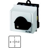 Step switches, T0, 20 A, service distribution board mounting, 2 contact unit(s), Contacts: 4, 90 °, maintained, With 0 (Off) position, 0-1-1+2-2, Desi