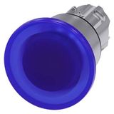 Illuminated mushroom pushbutton, 22 mm, round, metal, shiny, blue,  3SU1051-1BA50-0AA0-Z X90