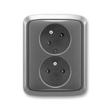5513A-C02357 S2 Double socket outlet with earthing pins, shuttered, with turned upper cavity
