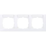 M-Pure frame, 3-fold with label holder, horizontal installation, active white,