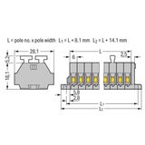 2-conductor terminal strip on both sides with push-buttons with fixing