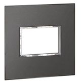 Arteor™ - American and South African standard plate square version 3 modules for 4'' x 4'' box - Brushed Metal - Black