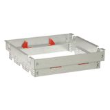 Support frame for modular backbox for raised floors - 3 compartments