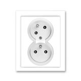 5513M-C02357 03 Double socket outlet with earthing pins, shuttered, with turned upper cavity