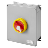 ROTATORY ISOLATOR - HP- SURFACE-MOUNTING - EMERGENCY - METAL BOX - 80A 4P - LOCKABLE RED KNOB - IP66