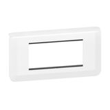 Mosaic plate with support for 4 horizontal mounting modules - white