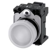 Indicator lights, 22 mm, round, metal, shiny, white, lens, smooth, with holder, LED module  3SU1153-6AA60-3AA0-Z Y11