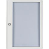 Surface mounted steel sheet door white, transparent with Profi Line handle for 24MU per row, 2 rows