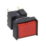 Pushbutton complete, dia. 16 mm, lighted LED 5 VDC, rectangular, red,