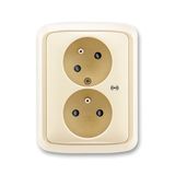 5583A-C02357 C Double socket outlet with earthing pins, shuttered, with turned upper cavity, with surge protection