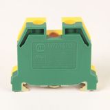 Allen-Bradley 1492-WG4 1492-W IEC Terminal Block, Space-Saver Grounding Block, 4 mm (# 22 AWG - # 10 AWG) or 2.5 mm (# 22 AWG - # 12 AWG), Single-circuit grounding terminal block, Green / Yellow Stripe (Standard)