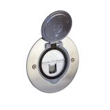 RJ45 floor socket round brushed stainless steel