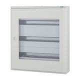 Complete surface-mounted flat distribution board with window, white, 24 SU per row, 3 rows, type P